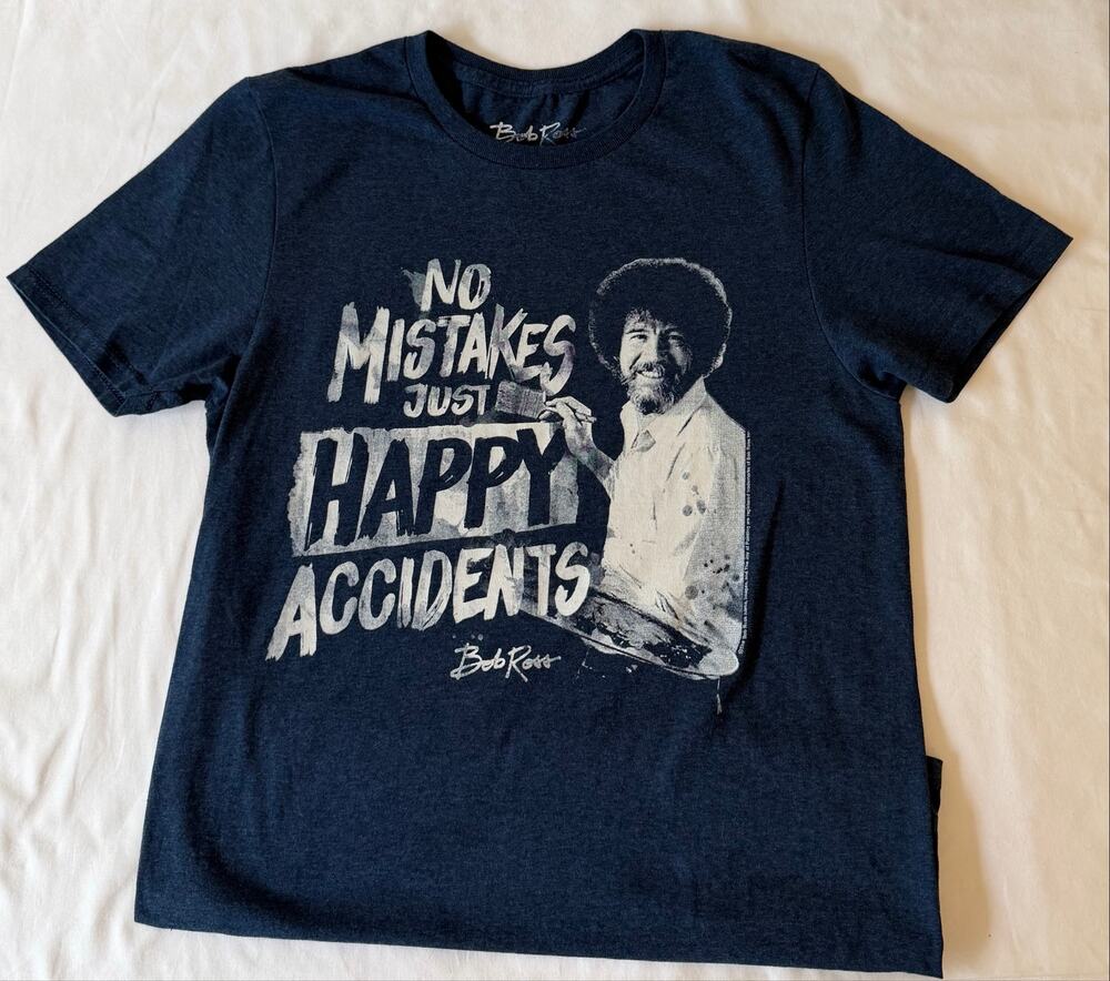 Official Bob Ross ‘No Mistakes Just Happy Accidents’ Short Sleeve Size Small